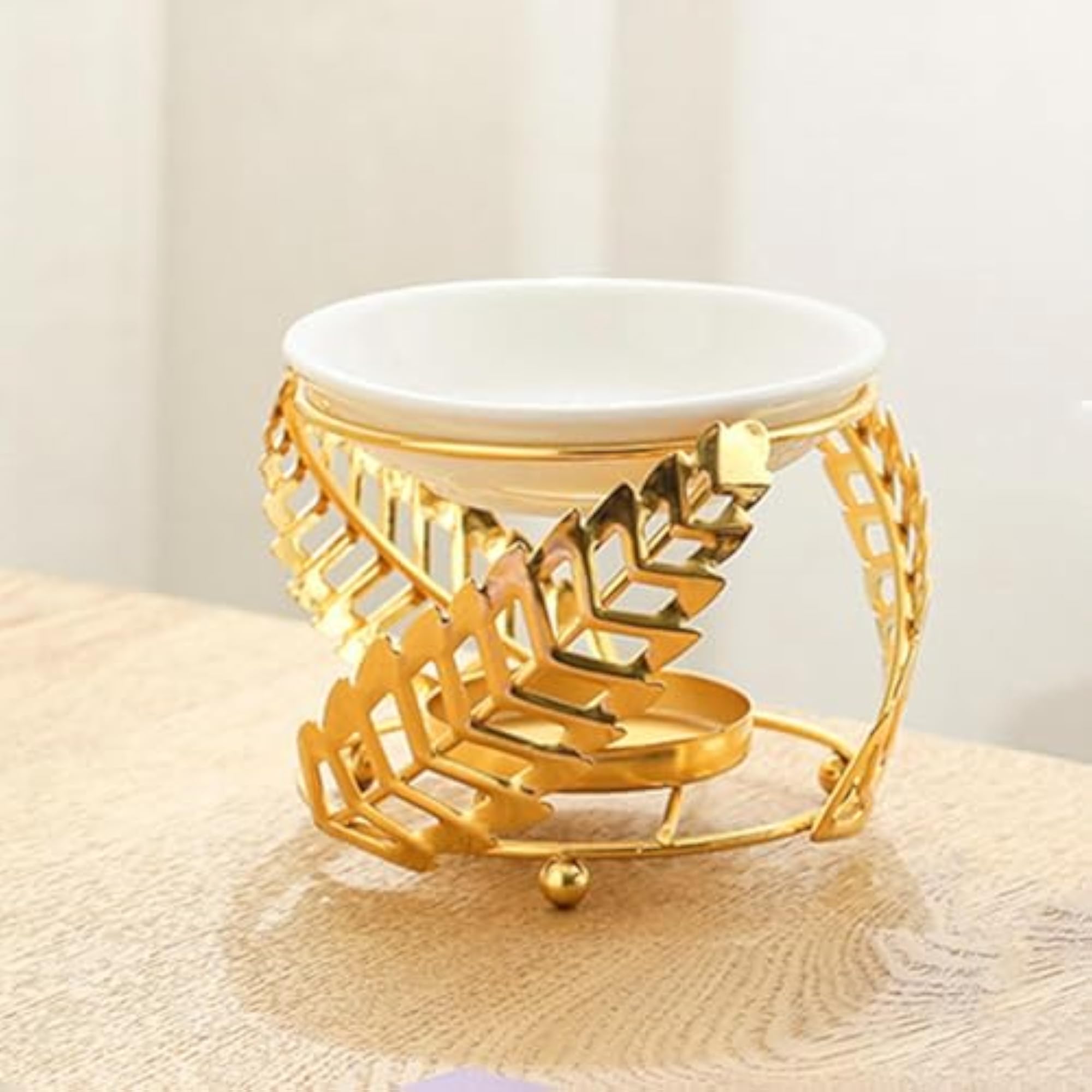 Iron Ceramic Candle Holder Essential Oil Burner, Golden